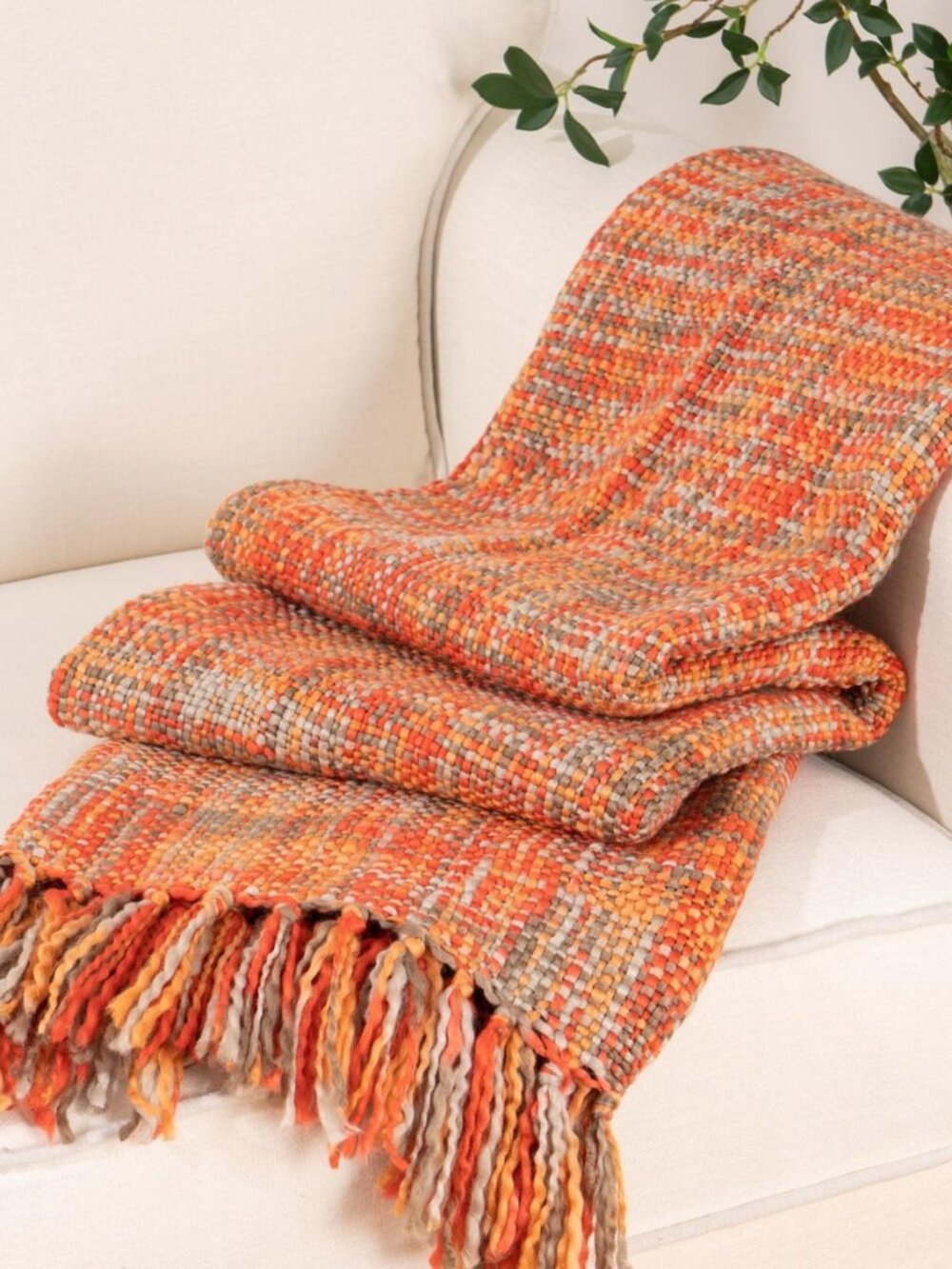 Rust Orange Throw Blanket for Couch, 50"x60"